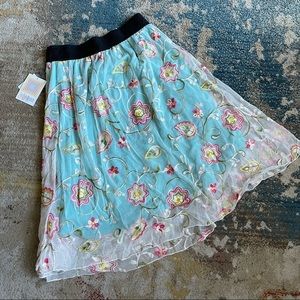 LulaRoe high waisted maxi skirt with fabulous floral embroidery